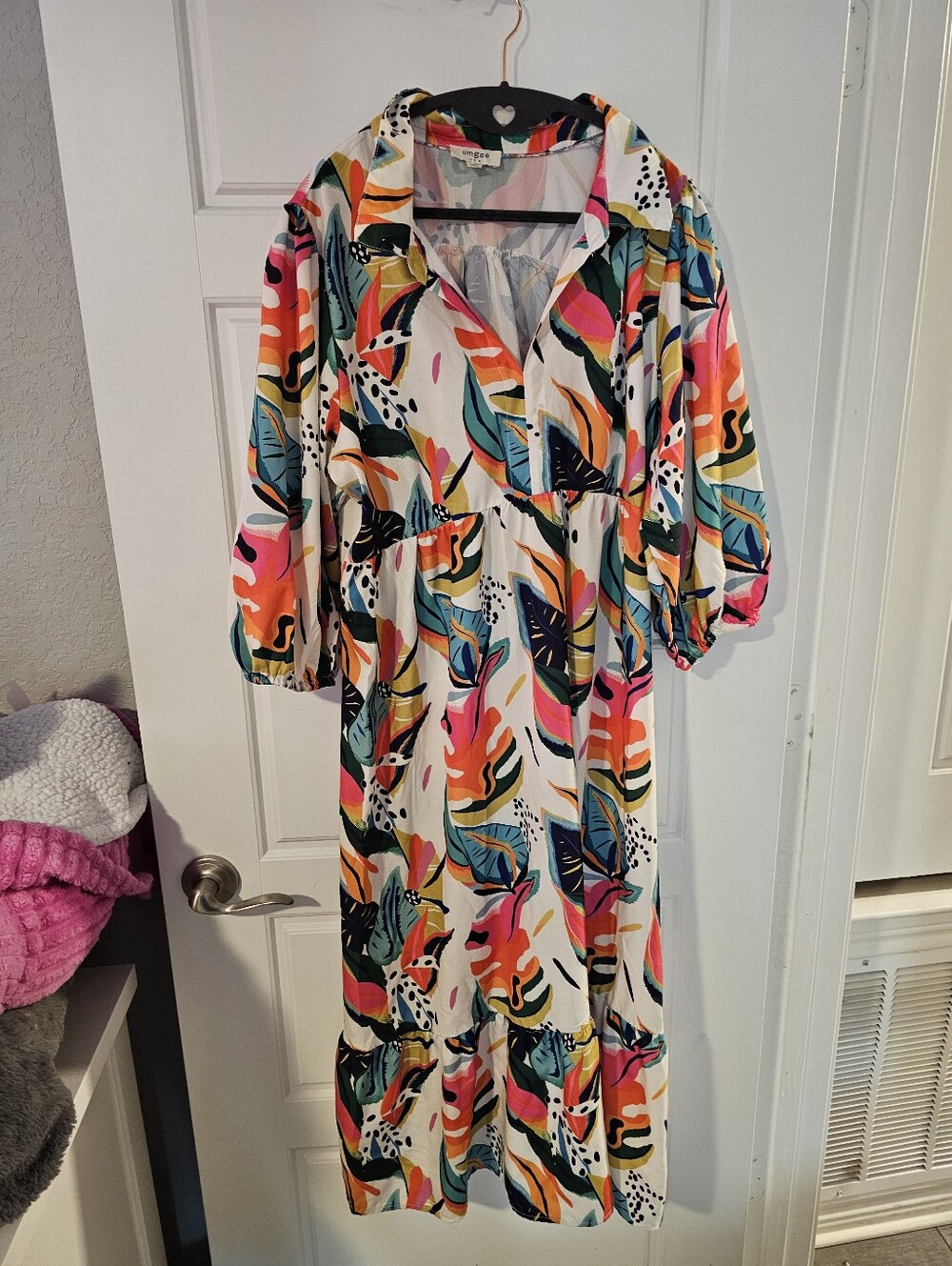 Vibrant Umgee Tropical Print Midi Dress Large